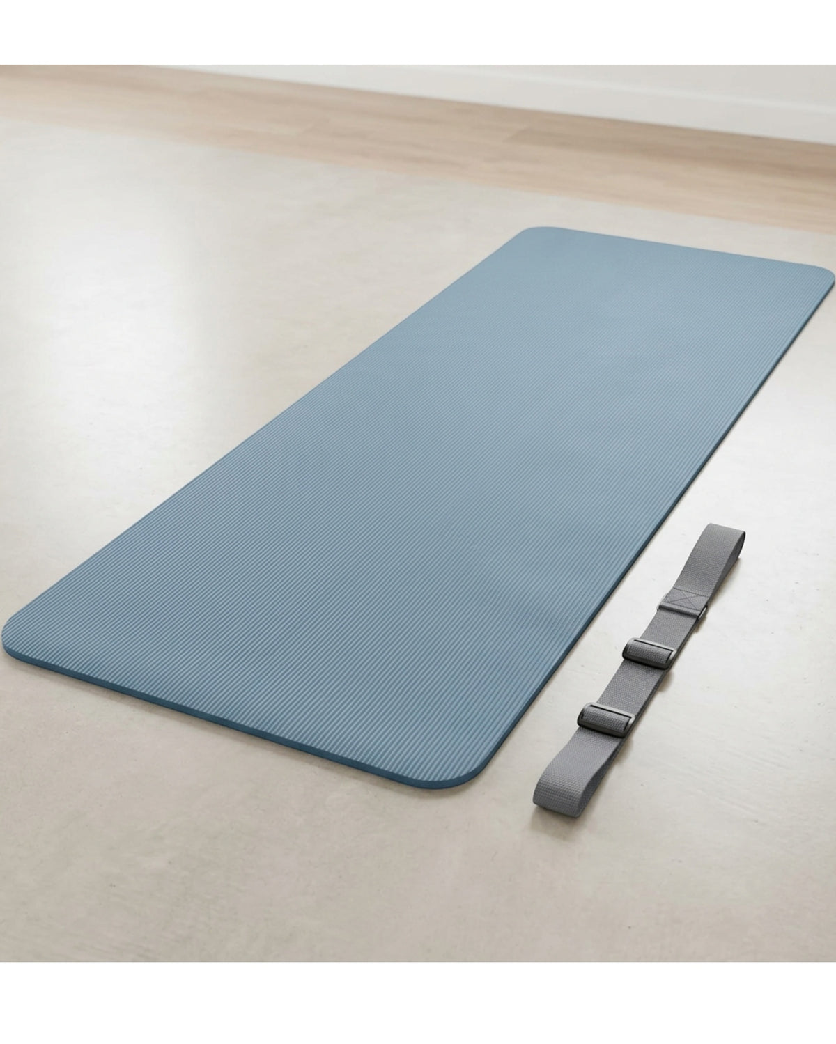Tgbvk Textured PER Yoga Mat with Adjustable Carry Strap Dusty Blue - Lifestyle view