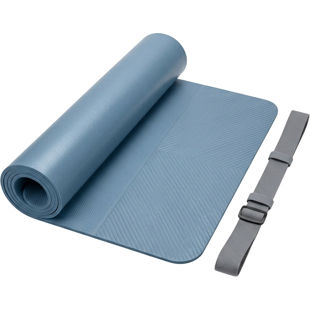 Tgbvk Textured PER Yoga Mat with Adjustable Carry Strap Dusty Blue - Product view